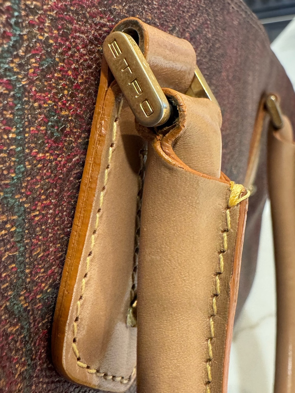 Vintage ETRO Milano Paisley Coated Canvas Boston Bag Satchel - Speedy Style - Picture 12 of 13